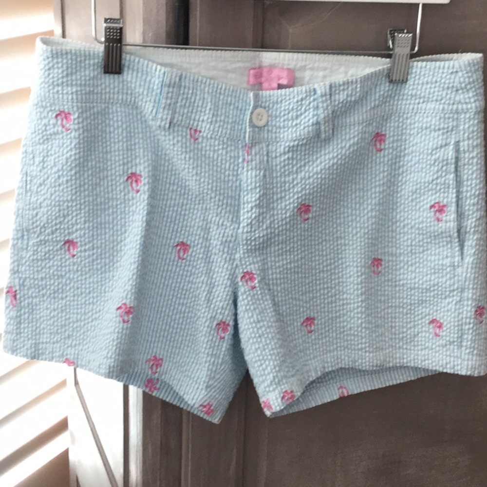 Lilly Pulitzer blue/white seersucker shorts, 10